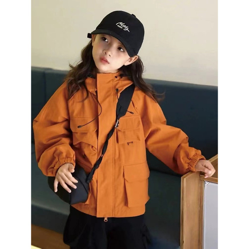 Children's Unisex Three-in-One Hooded Windbreaker Spring and Autumn Korean Version Fashion Jacket Stylish
