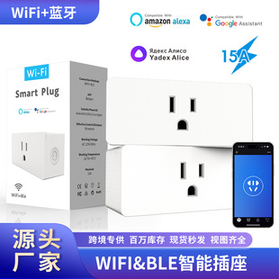 WiFi Bluetooth Dual Mode Remote Intelligent Single Hole 15A Square US Gauge Smart Socket Home with Timing APP Control