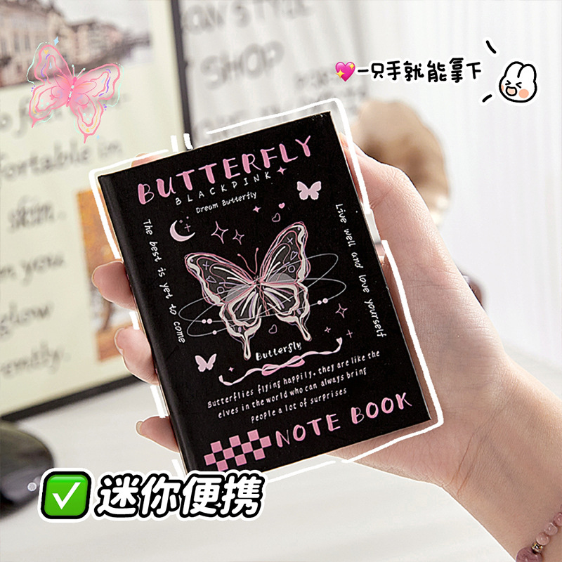 Mini mariposa cuaderno portátil bolsillo pequeño libro de estudiantes palabras casuales libro de chicas a7 cuaderno de notas