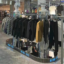 批发定制新款服装店展示架不锈钢落地式陈列架男装中岛架女装挂衣