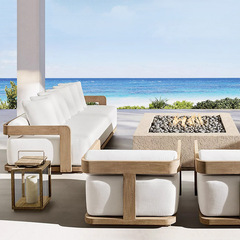 Yew wood outdoor sofa courtyard anti-corrosion wood furniture outdoor leisure sofa garden terrace weathered solid wood sofa chair