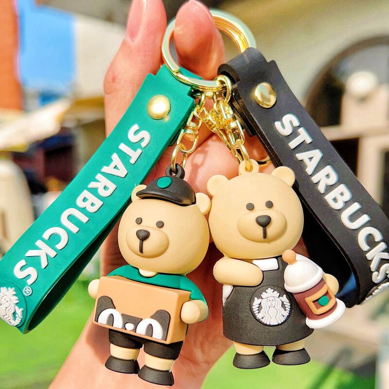 Cartoon Starbucks milk tea bear keychain creative Starbucks pendant car school bag pendant gift wholesale