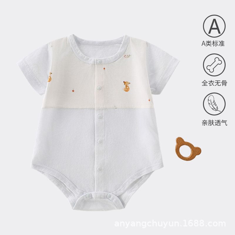 Uniforme de bebé de verano de manga corta de algodón de clase A, chaqueta de peldaño, ropa de escalada de bebé de clase A, algodón de verano vacío