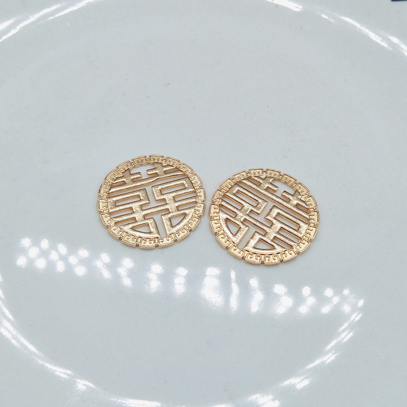 厂家直销手工材庆料批发婚复古首饰合金圆喜字挂件diy饰品配件