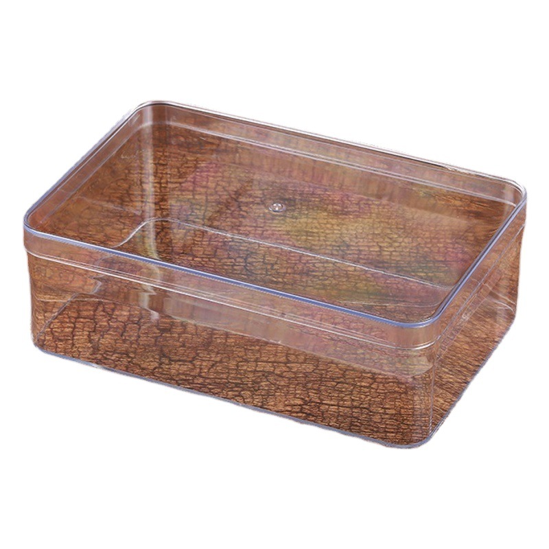 Caja transparente de plástico rectangular grado alimenticio PS galleta tuerca chocolate caja de dulces con tapa al por mayor