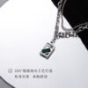 Demi-season pendant stainless steel emerald, small necklace suitable for men and women, design chain for key bag , sweater, accessory