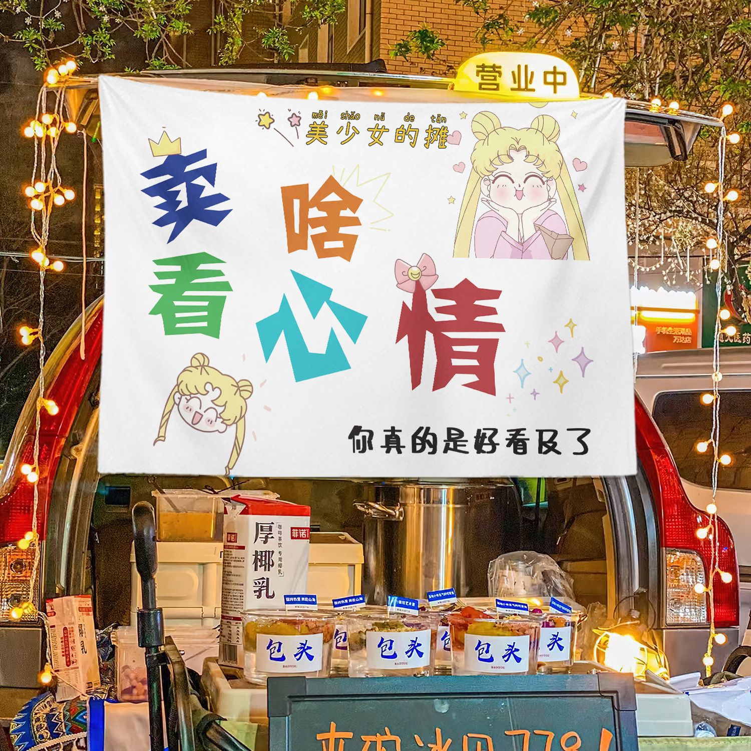 General a prueba de aceite cabina de la calle baúl cabina de tela de fondo de mercado nocturno tela de hielo publicitaria tela de colgar