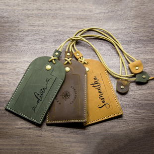 PU leather luggage tag with contact card leather travel bag famous brand work colleague office business gift