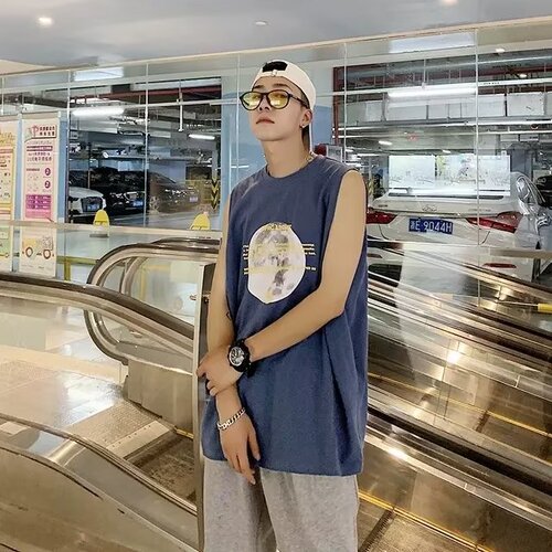 Lazy new youth trendy sweatback top Japanese style men's round neck small fresh back top versatile INSA standard