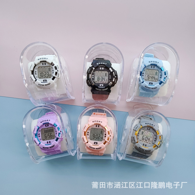Factory Direct Supply New Multifunctional Candy Color Luminous Electronic Watch Student Fashion Sports Children Electronic Watch