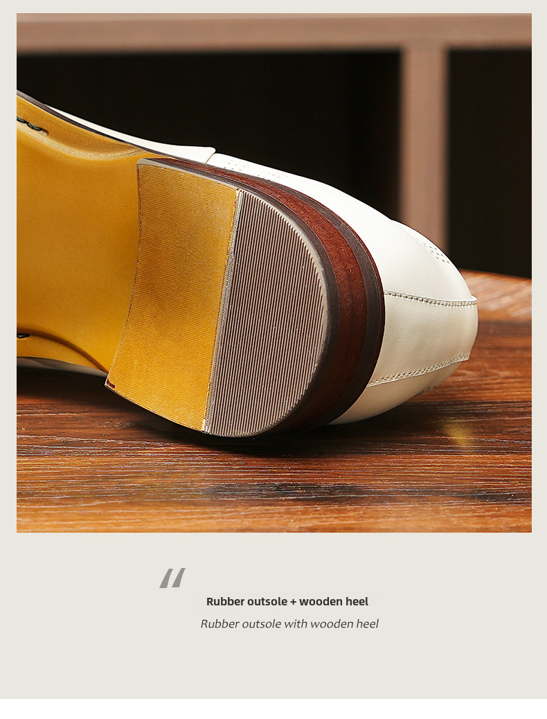 Britiske brogues udskårne herresko i ægte læder, hvide bryllupsbrudepigesko, bryllupsbrudgomssko, herresko i læder, afslappet business-stil_voghion.com