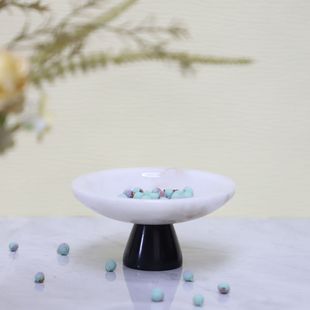 New Chinoiserie Marble Tall Fruit Plate Tray Decoration Living Room Model Room Hotel Sales Office Exhibition Hall Soft Decoration