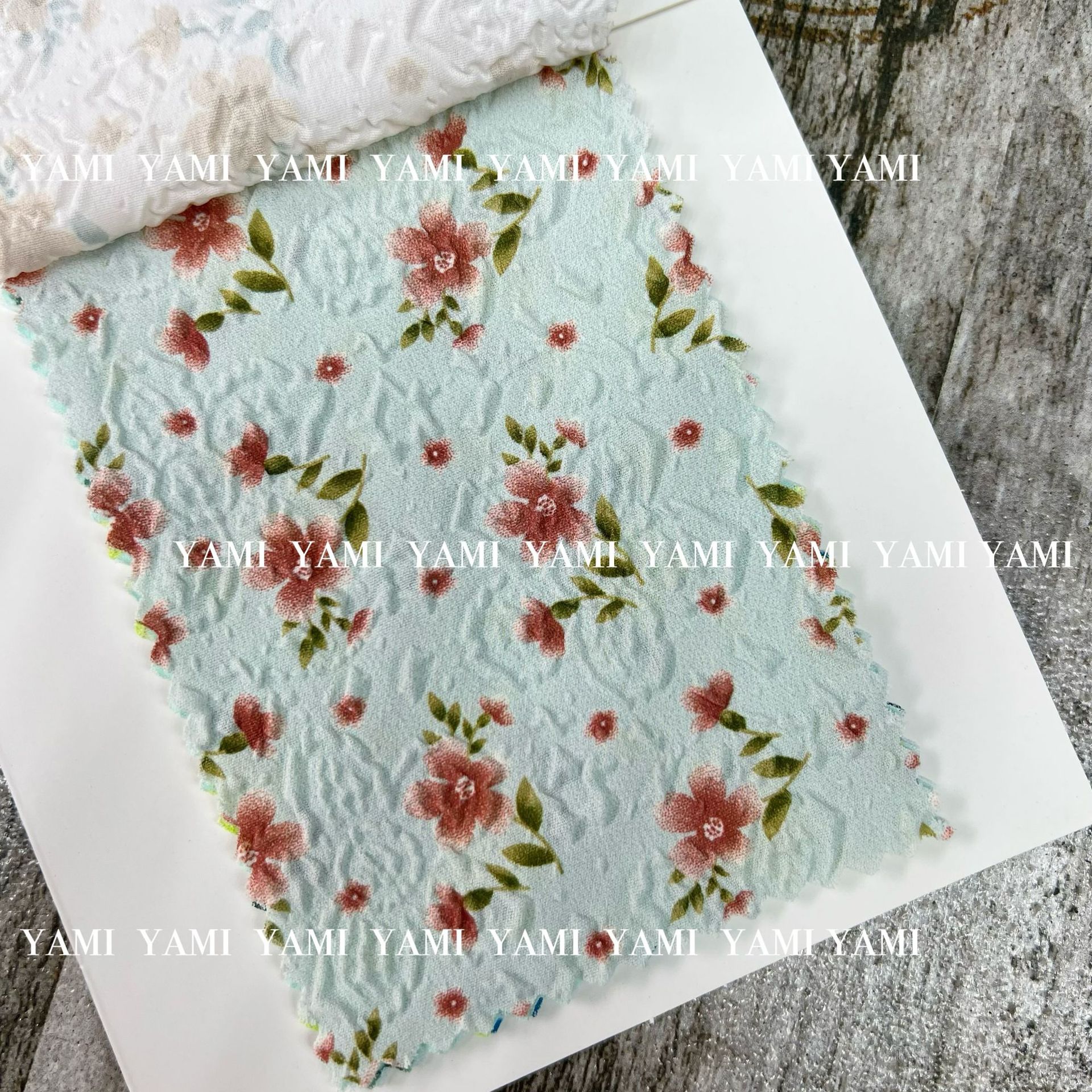 Suministro directo de fábrica burbuja crepé tela de impresión pequeña floral verano vestido camisa de impresión jacquard poliéster