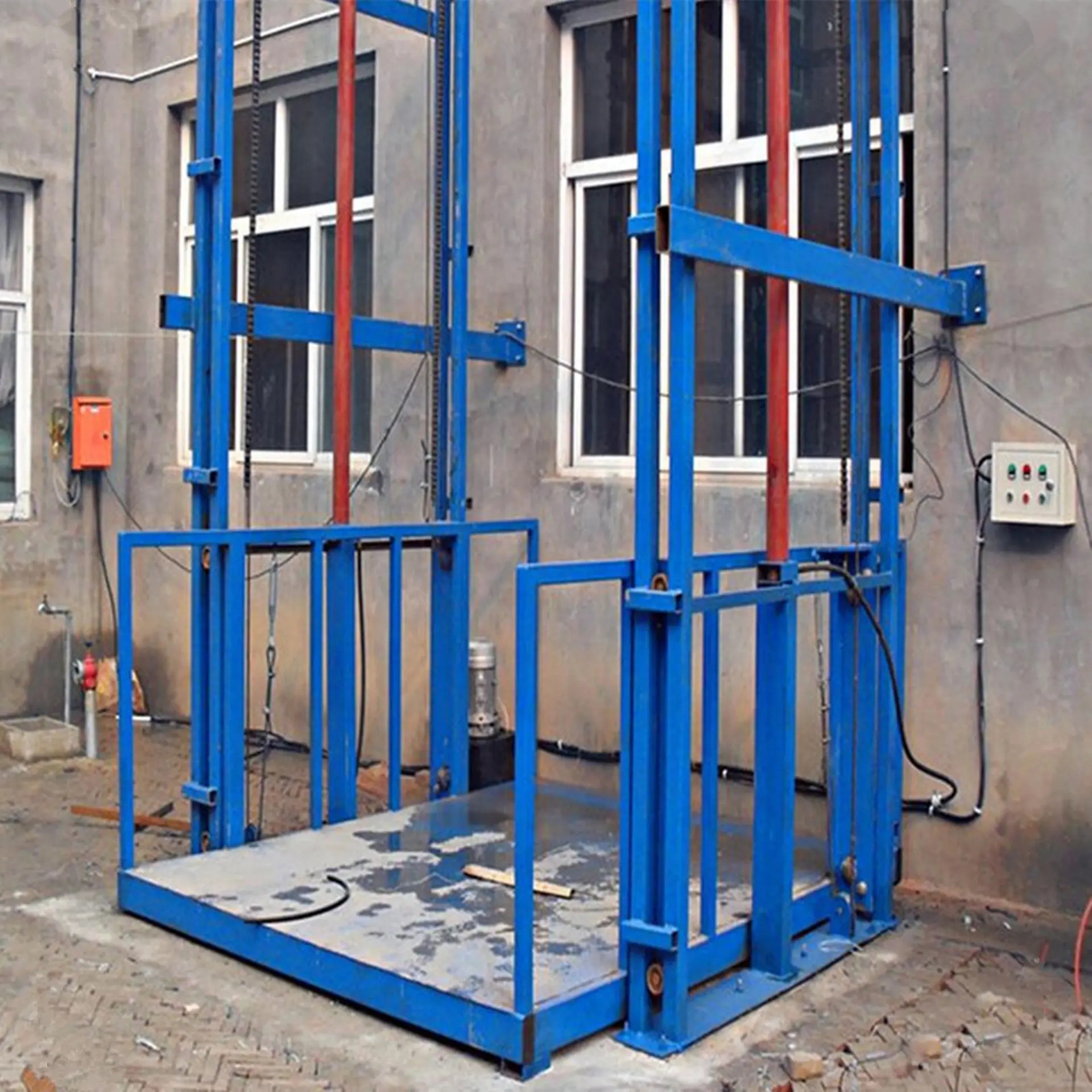 重庆升降货梯导轨式200KG单缸液压升降平台车仓库卸货用升降机