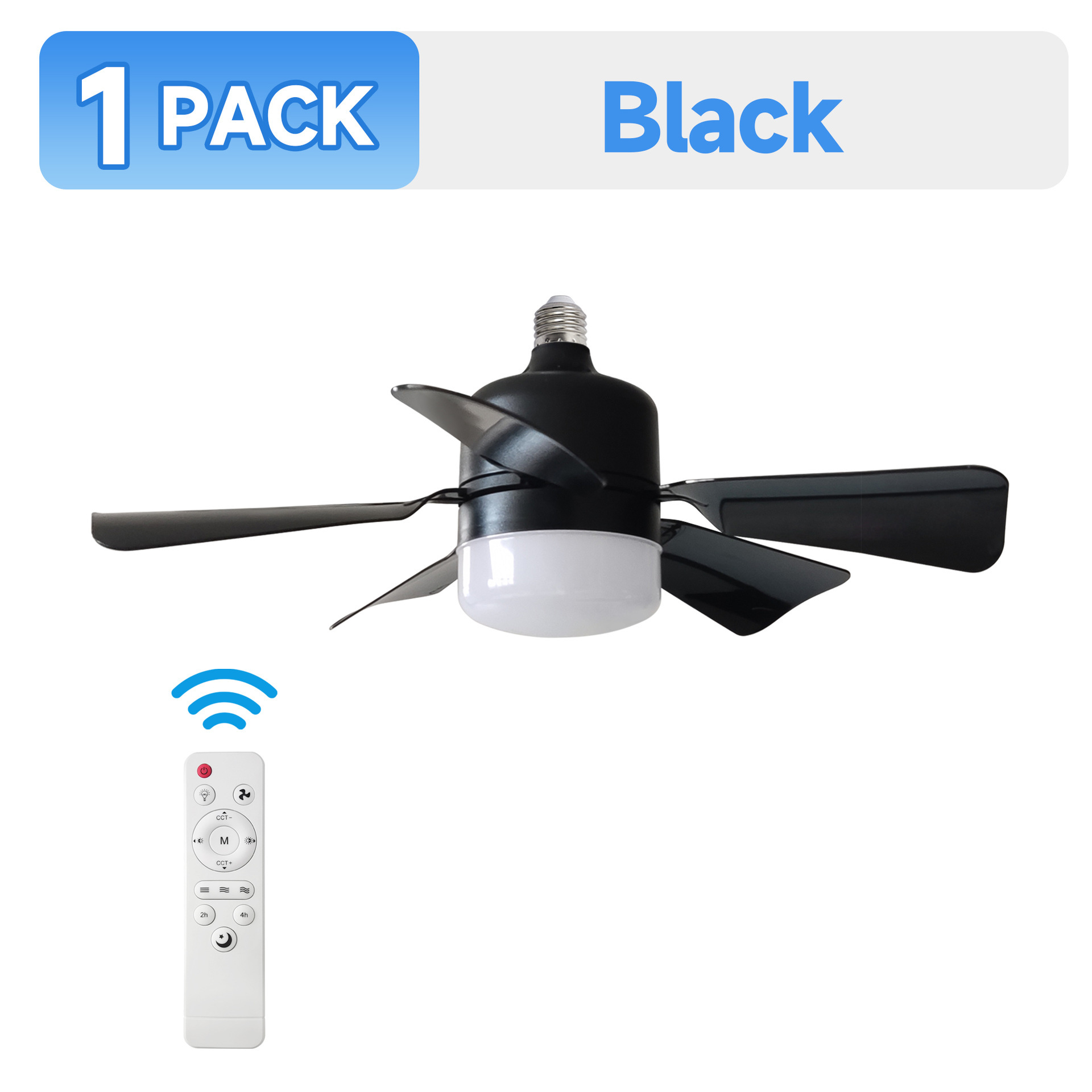 Ventilador de Techo con Luz E27 de ABS Silencioso para Comedor y Dormitorio