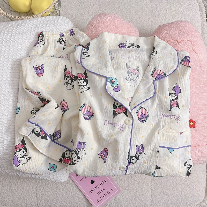 Cloud Cotton Cartoon Kulomi Pajamas Women's New Spring and Autumn Long Sleeve Ins Style Japanese Style Cute Summer Home Clothes