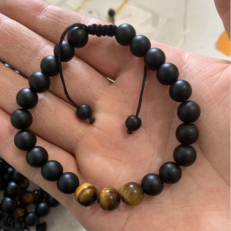 Bracelet en pierre zèbre rose de 8mm, 2 pièces, avec carte cadeau pour hommes et femmes, Bracelet de perles d'amitié et d'amour_voghion.com