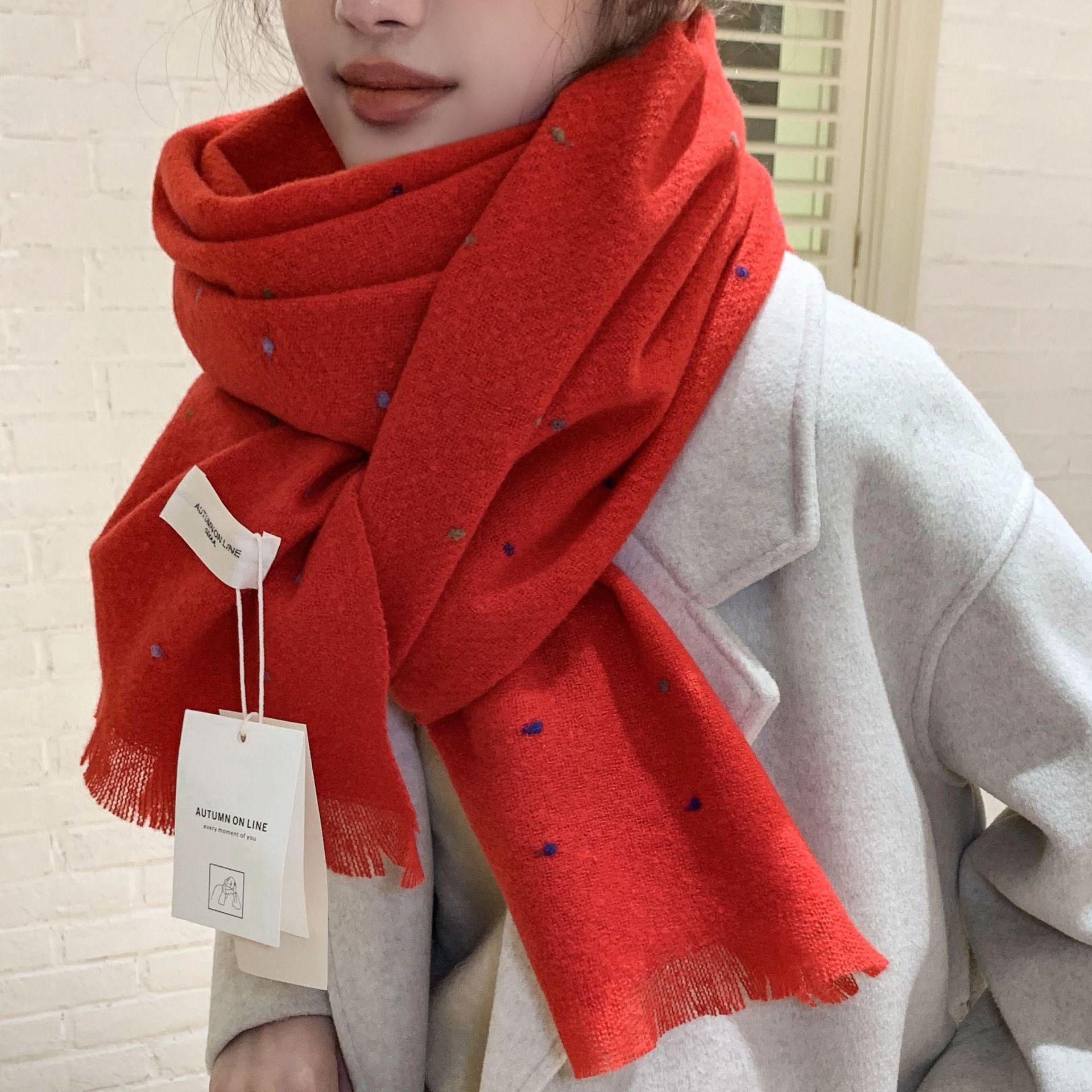 Women's Cute Sweet Solid Color Imitation Cashmere Scarf display picture 3