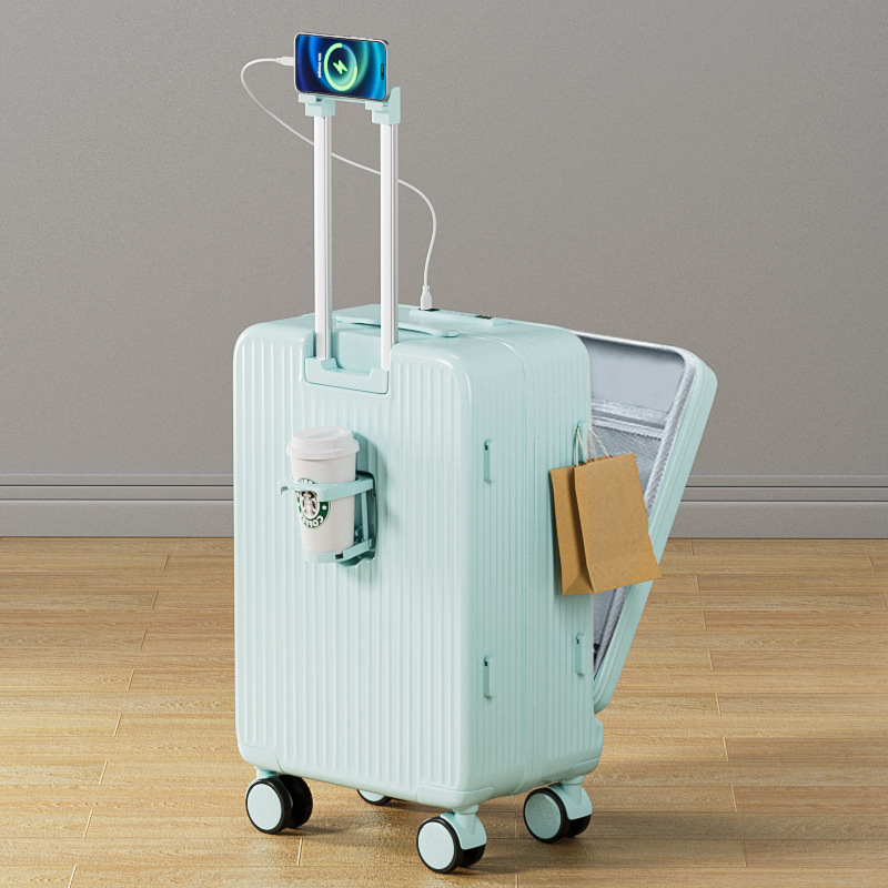 Entrega de una pieza de Apertura frontal de negocios equipaje universal rueda trolley caso femenino multifunción cremallera contraseña viaje
