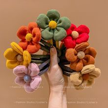 秋冬毛绒花朵发夹女后脑勺头发夹子感一字夹鸭嘴夹鲨鱼夹头饰