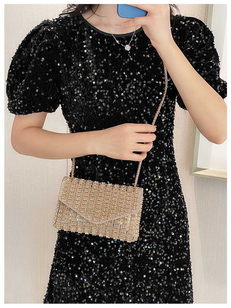 Cross-border bag bestsellers: Women's bag, chain, super shiny diamond-encrusted small square bag, crossbody bag, fashionable and versatile, socialite dinner bag undefined