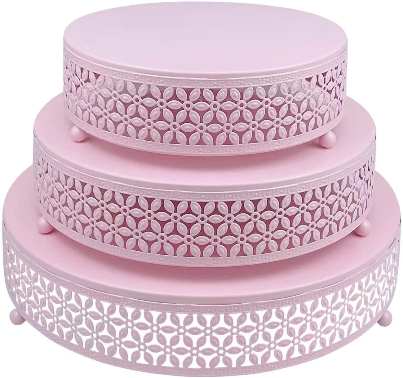 Pink cake stand set ronda de metal Cupcake soporte exhibición para mesa postre weeding celebración cumpleaños