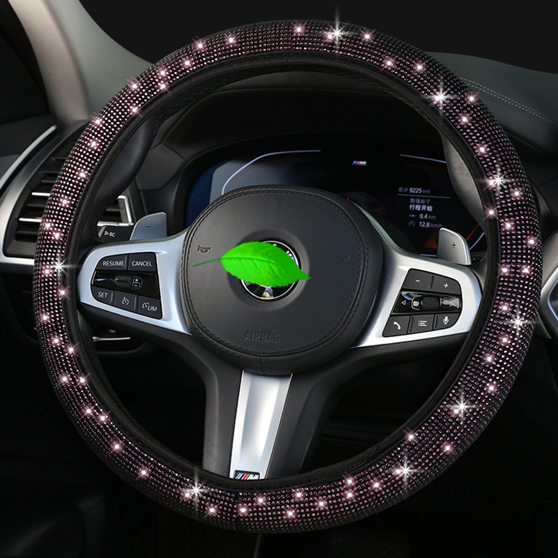 Nuevo coche volante cubierta primavera y verano completo diamante rhinestone perforación caliente sin anillo interior cubierta de la rueda de dirección transfronteriza Amazon
