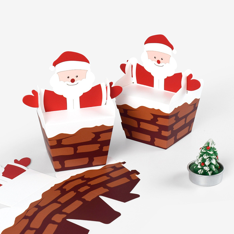 アニメかわいいサンタクロースが煙突を登る箱キャンディー箱現物クリスマスプレゼント箱10pcs/包|undefined