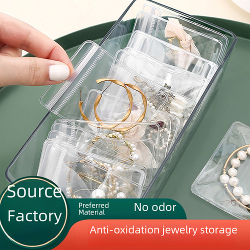 Anti-oxidation jewelry box earring stud necklace hand accessory box portable earring ring storage bag magic transparent