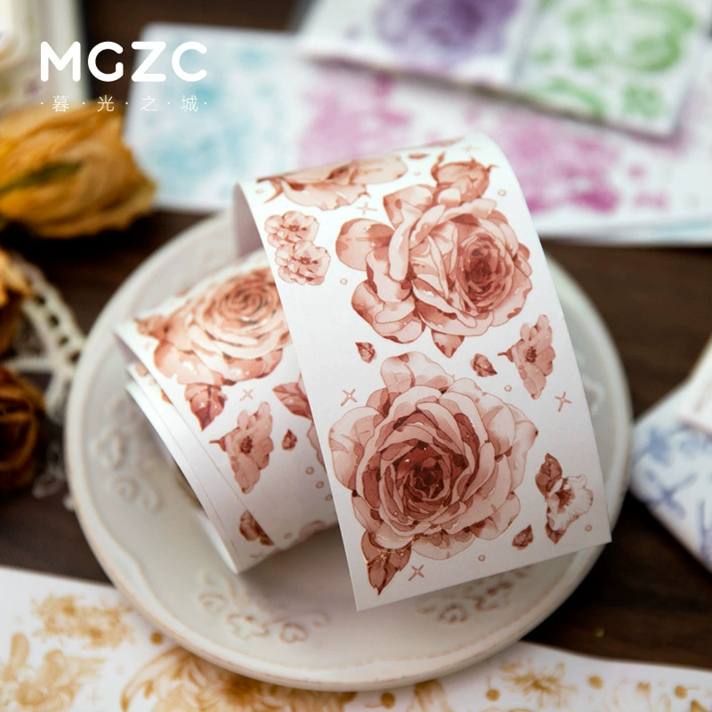 Флористические наклейки-полосы (MCZC) серия «Flower Shadow» — 8 дизайнов для блокнотов и декора