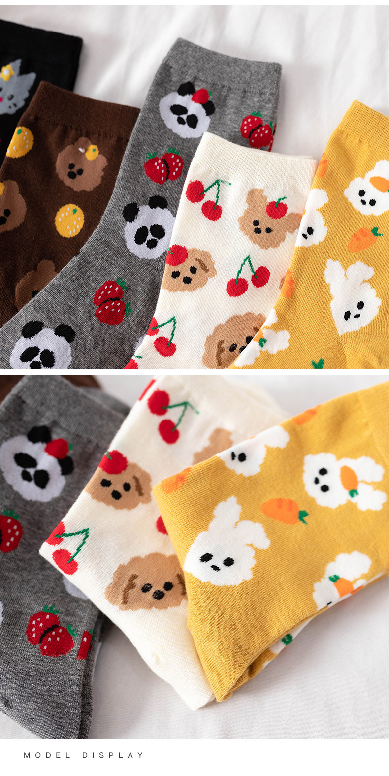 45g Weight Socks Classification Socks Lingerie Type Cotton Fabric Type A Pair Quantity Japanese Style Women's Cartoon Fruit Cotton Crew Socks A Pair