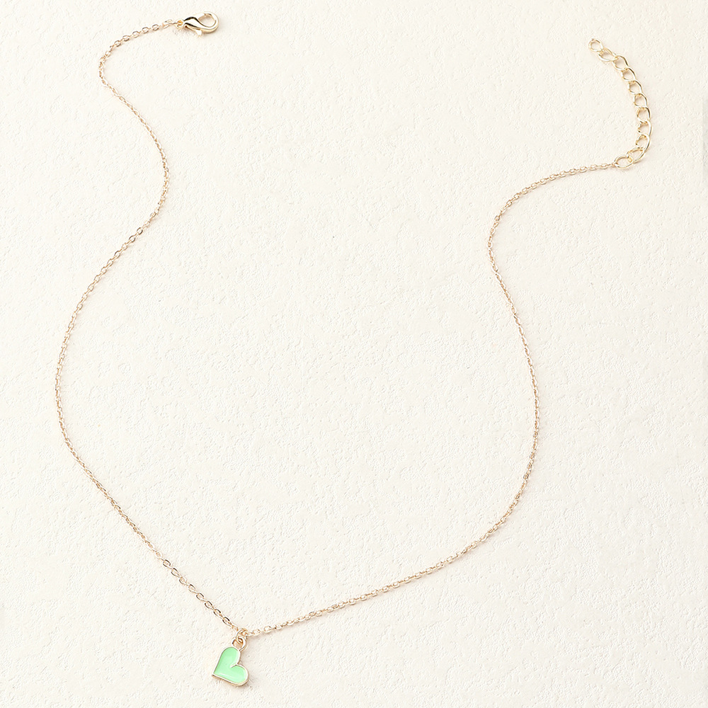 fashion heartshaped pendant necklace color drip oil alloy necklacepicture5