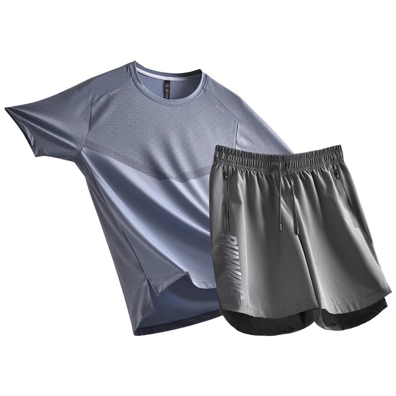Ropa de verano, ropa deportiva, ropa casual de verano, pantalones cortos de hielo secos rápidos, ropa de hombre para correr, mangas cortas para adolescentes