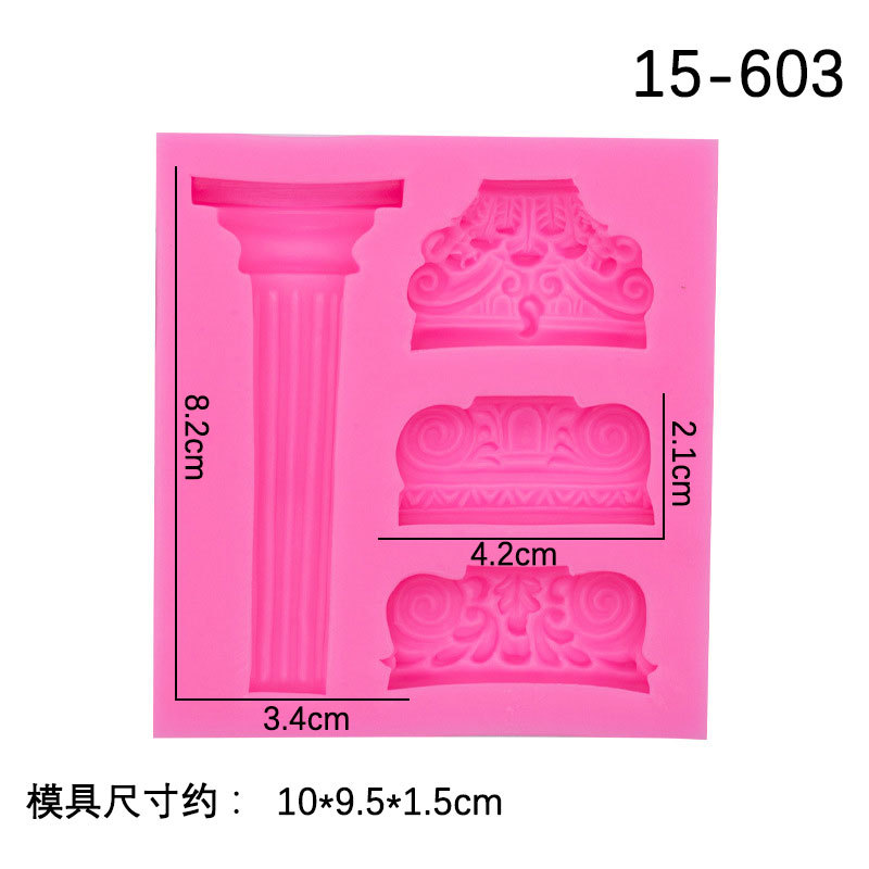 Bricolaje estilo europeo retro romano columna molde fondant cake decoración edificio retro columna chocolate epoxi molde