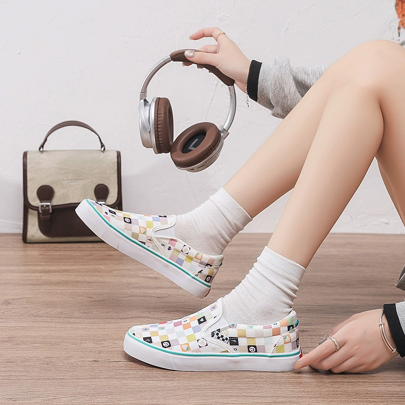 Летний набор Laz y slip-on канVAS обуви для женщин, клетчатый рисунок Марио, кроссовки в клетку