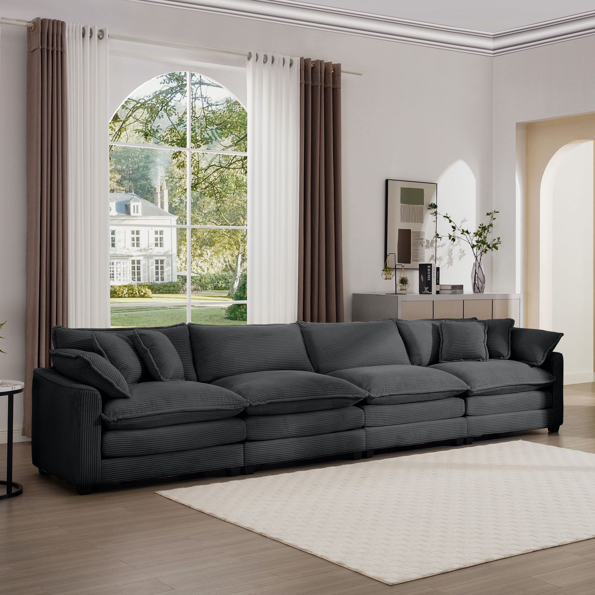 Moderno sofá de tela simple línea recta pequeña casa doble combinación de sala de estar simple multifunción sofá de esquina arrastrada