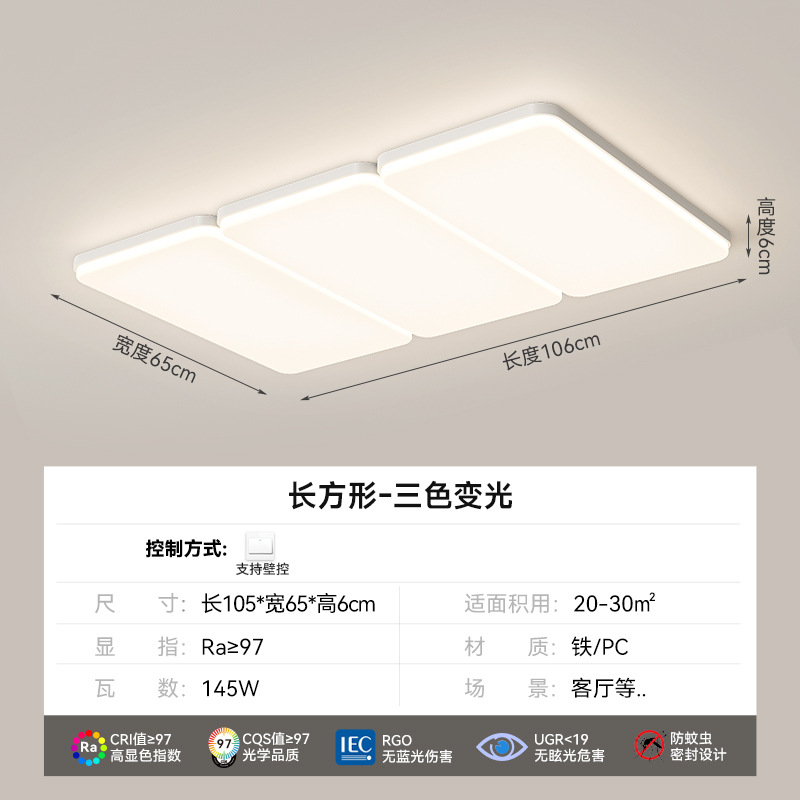 Sala de estar lámpara de techo ultra delgada 2025 nuevo estilo moderno y minimalista sala de geometría lámpara principal de espectro completo lámparas Zhongshan