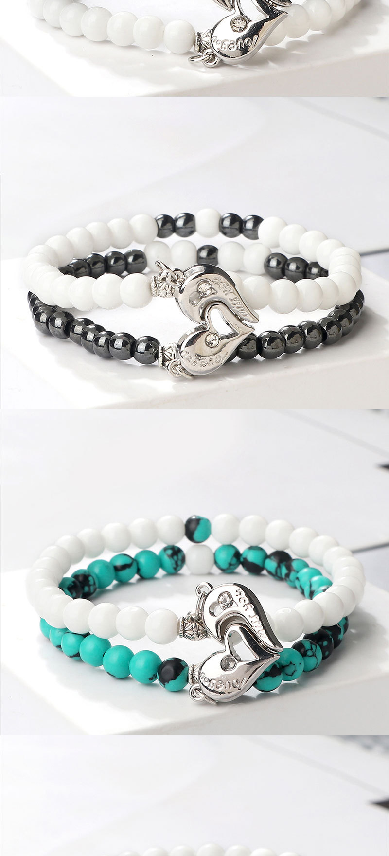 Creative water drop stacking magnetic buckle bracelet cute three dimensional pendant bracelet pearl pattern water drop men and women set jewelry_voghion.com