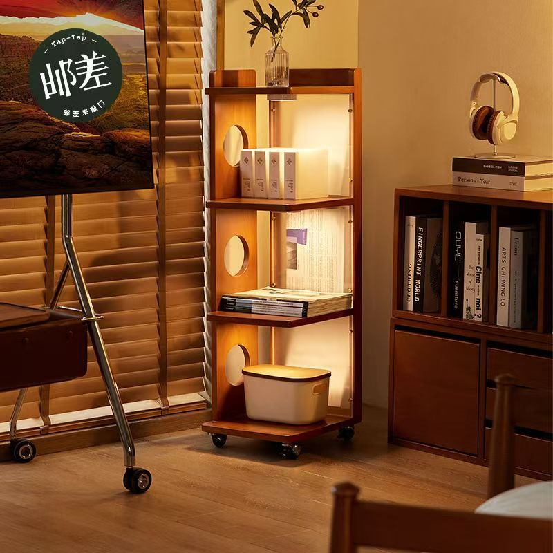 The Postman Is Knocking at the Door/Mobile Bookshelf with Wheeled Trolley Corner Sofa Storage Rack Floor-Standing Second-Hand Bookshelf Bedside