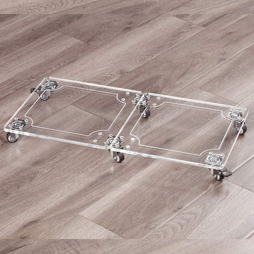 Universal movable flower tray square pulley transparent base electrical flower pot acrylic tray free installation