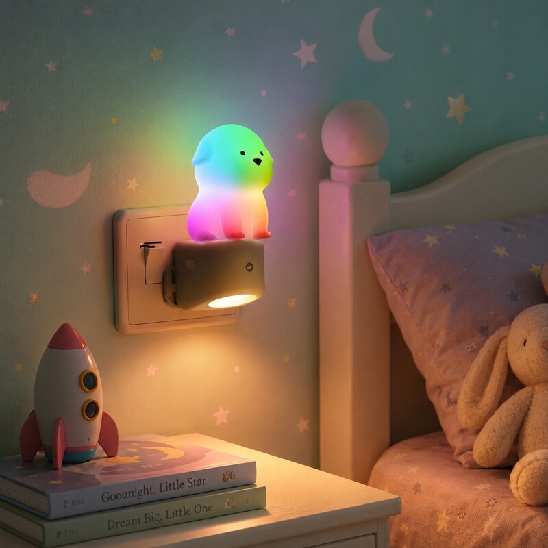 Bedside Plug-In Sensor Night Light Gy158 Creative Cute Puppy Bedroom Rgb Colorful Light Children's Night Light