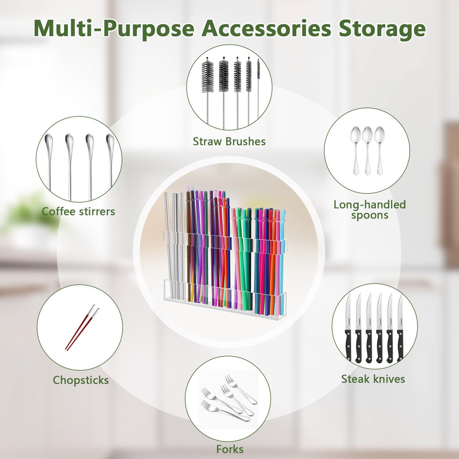 Rack de almacenamiento de paja acrílica para gabinetes y estantes de almacenamiento de encimera accesorios de cocina Rack de almacenamiento de contenedores