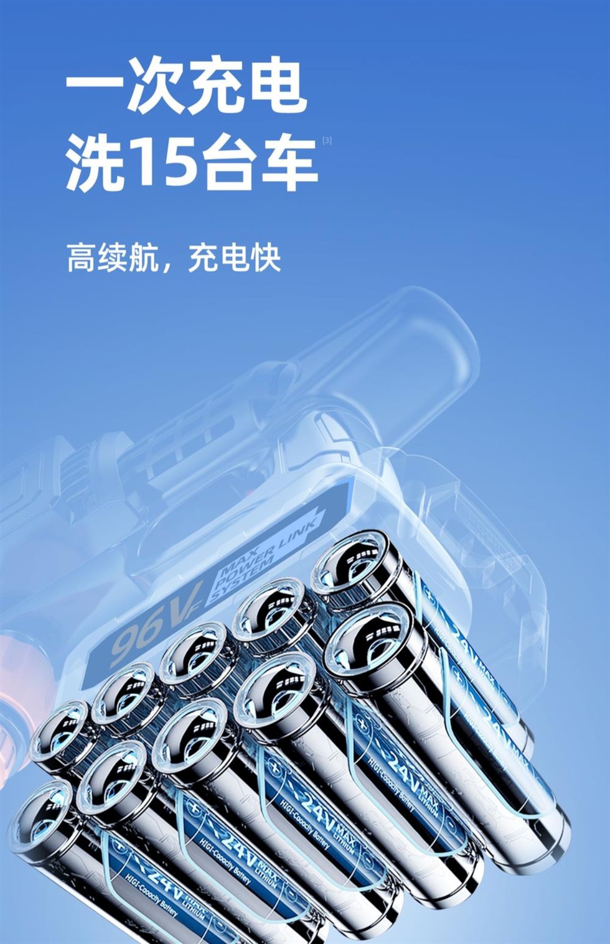 Wireless car washer lithium battery high pressure water gun portable
