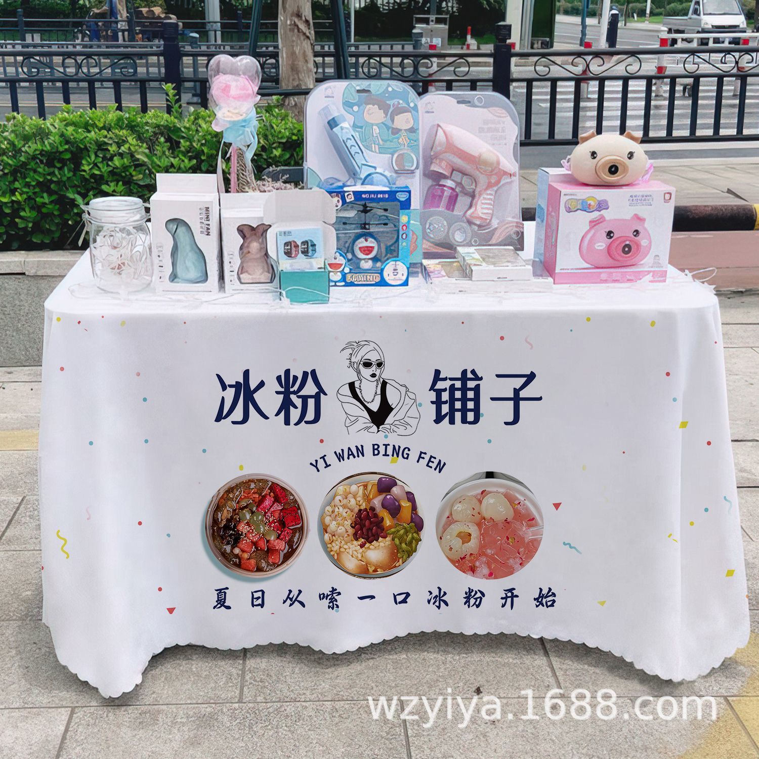 Mercado Mercado Mercado Nocturno Mantel Letrero Gourmet Mercado Nocturno Mesa Mesa de tela Carro Lámpara publicitaria Mantel Tela promocional