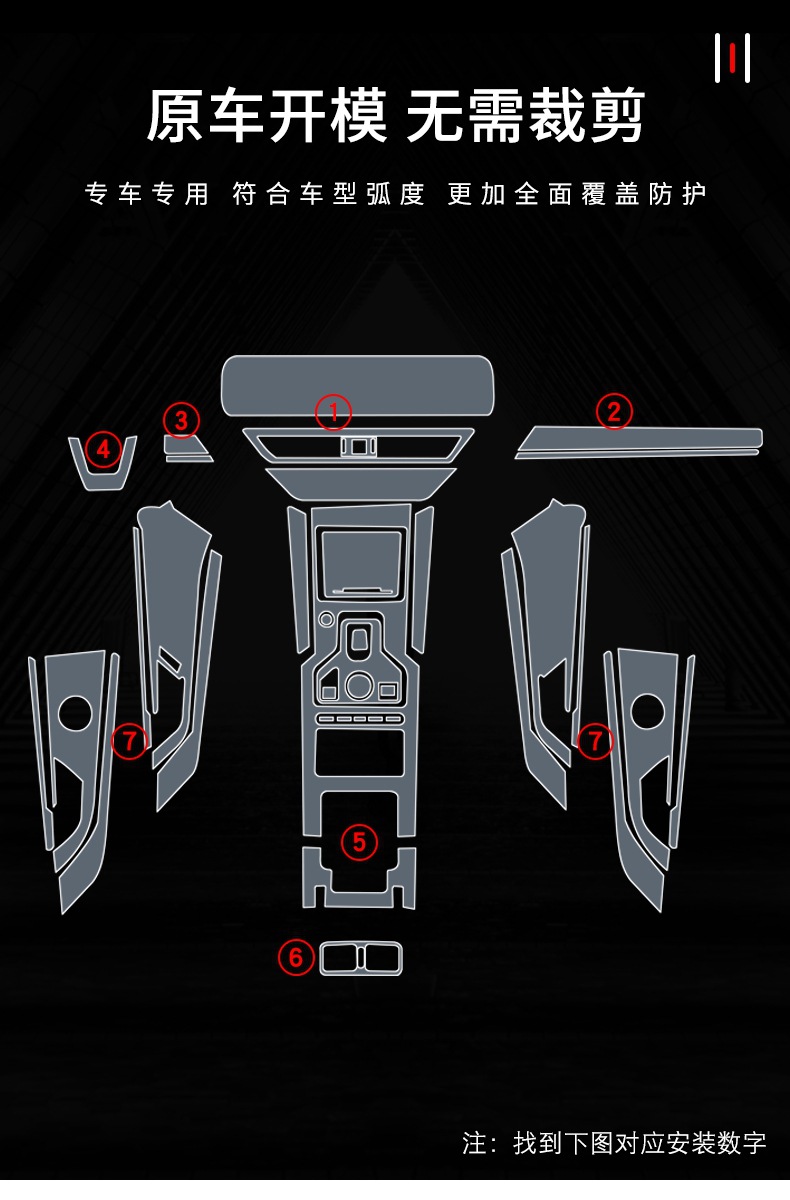 For Hongqi HS5 19-25 Interior TPU Protective Film