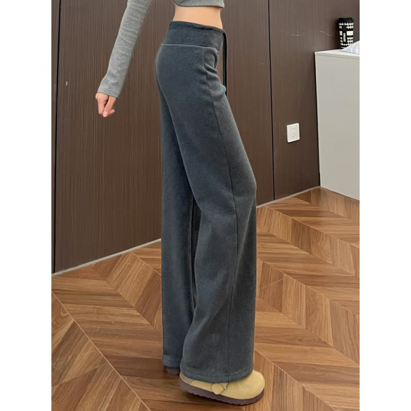 春と秋の新しいスタイルのゆったりとした脚長ストレートワイドレッグパンツ、女性用の怠惰でリラックスしたカジュアルスリムスポーツパンツ|undefined