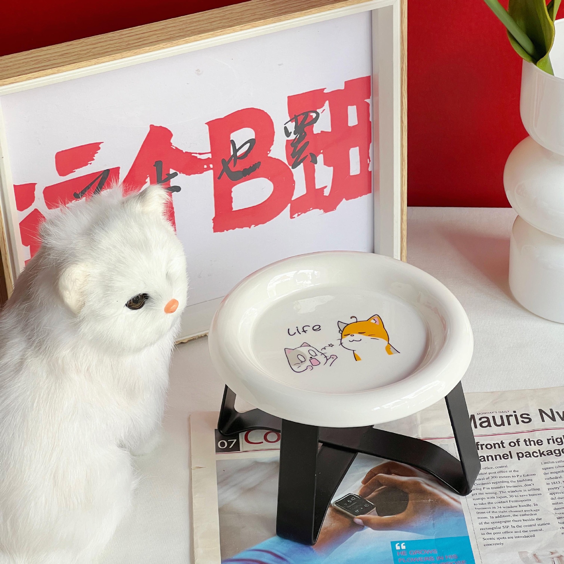 대화 고양이 라운드 디스크 BD 블랙 랙