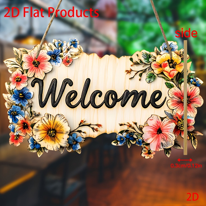 Colgar flores transfronterizas bienvenidas lista de madera jardín de viento pastoral placa decorativa florista de alojamiento simple pared
