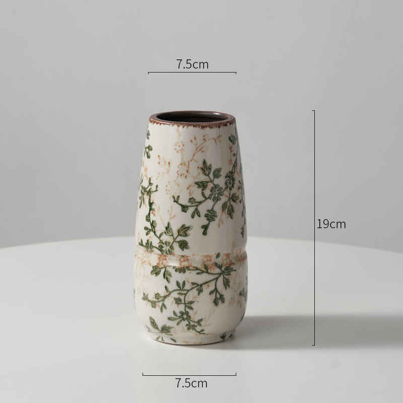 花レトロセラミック花瓶装飾品リビングルーム水耕フラワーアレンジメントクリエイティブ牧歌的なスタイルの装飾品新しいメーカー|undefined
