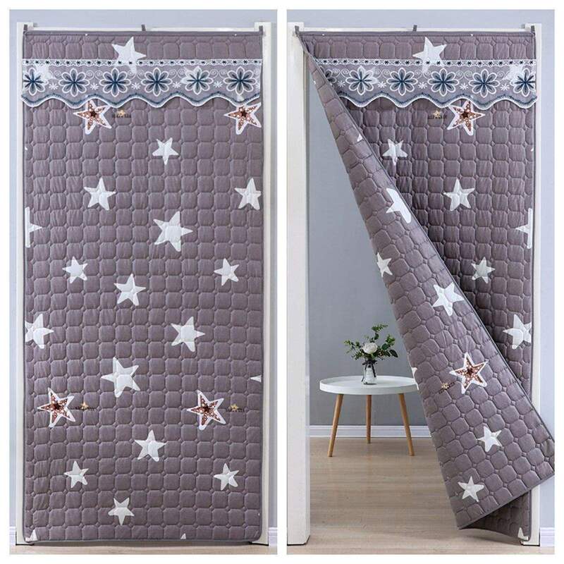 Thickened Thermal Cotton Door Curtain for Cold and Wind Protection, Insulation, No-Drill Soundproofing, Household Wind-Blocking Partition Curtain for Winter